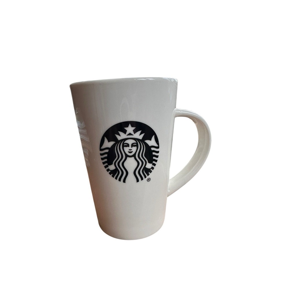 Starbucks White, Black Siren Tall 12 oz Ceramic Coffee Mug‎
